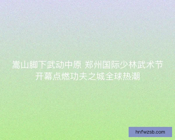 嵩山脚下武动中原 郑州国际少林武术节开幕点燃功夫之城全球热潮