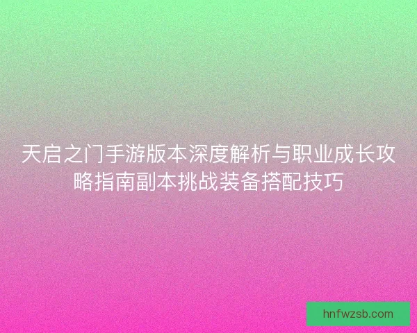 天启之门手游版本深度解析与职业成长攻略指南副本挑战装备搭配技巧